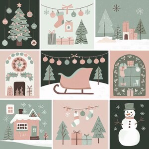 Christmas Digital Art Print Set, Holiday Decor, Festive Wall Art, Winter Wonderland, Printable Xmas Posters, Seasonal Home Decor