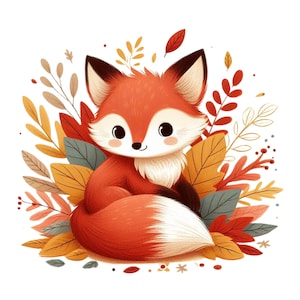 Cute Fox Illustration, Woodland Animal Print, Nursery Art Decor, Digital Download, Fox Art Poster, Kids Room Wall Art, Autumn Theme