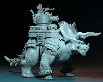 Czołg Orc Tricera - Dinoworld Kingdom - Grimdark Dinorider D&D Fantasy Sci-fi RPG- Druk 3D