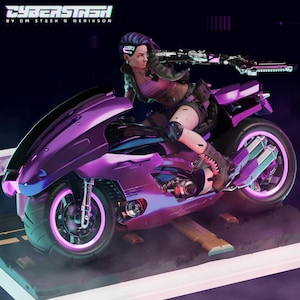 Cyberpunk Biker Gunner Miniature: Kimberly &quot;Possum&quot; Harris, 3D Printed