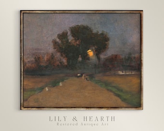 Midnight Marsh - Vintage Impressionist Landscape - Moody Decor