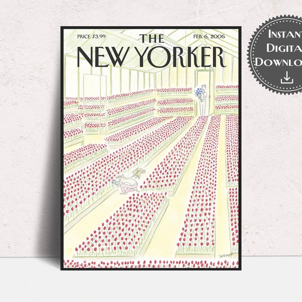 The New Yorker Magazine Cover Print | February 6, 2006 Jean Jacques Sempe Art | Vintage Prints | Vintage Wall Art | Vintage Art | Retro PDF