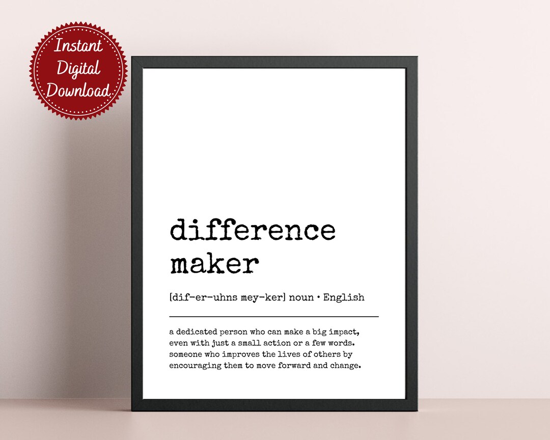 Difference Maker Definition Print, Office Wall Art, Home Office Decor