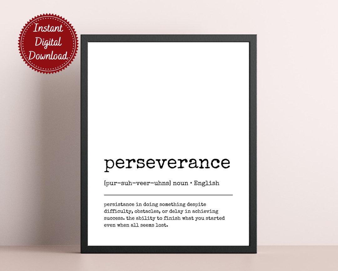 Perseverance Definition Print, Office Wall Art, Home Office Decor