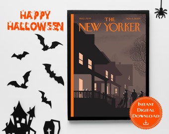 The New Yorker Magazine Cover Print | November 2, 2009, Chris Ware | Vintage Halloween Wall Decor | Vintage Prints | Halloween Wall Art