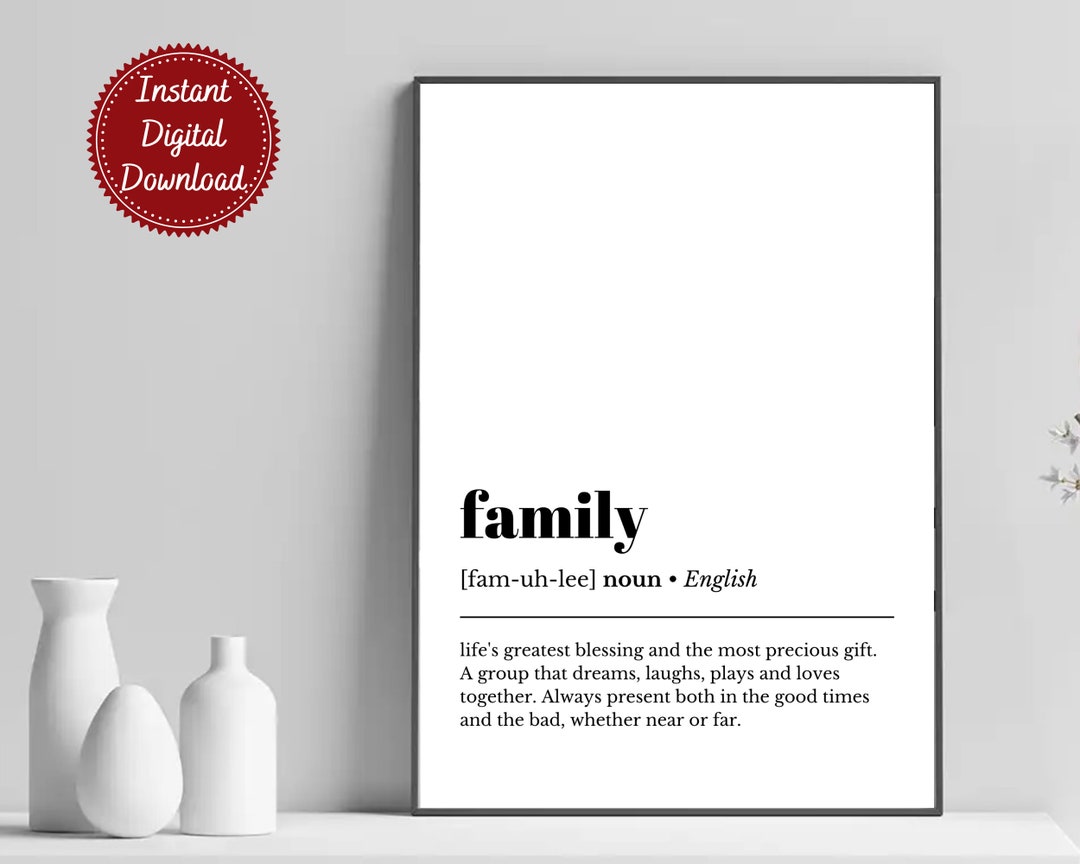 Family Definition Wall Art Family Art Print Family Etsy