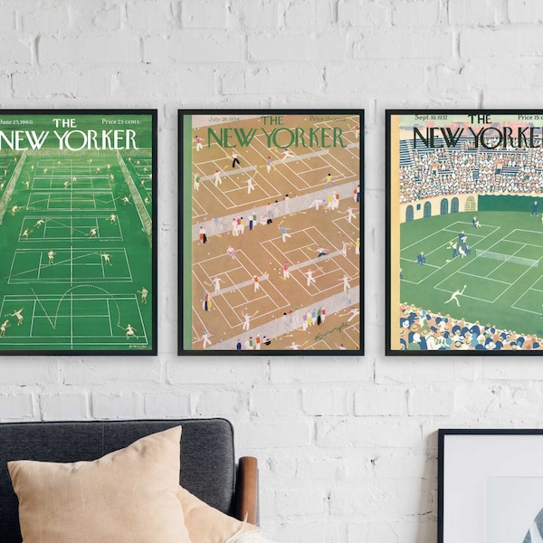 New Yorker Magazine Cover Bundle | Tennis Posters | Adolph Kronengold, Anatol Kovarsky, Theodore Haupt | Vintage Prints | Vintage Wall Art