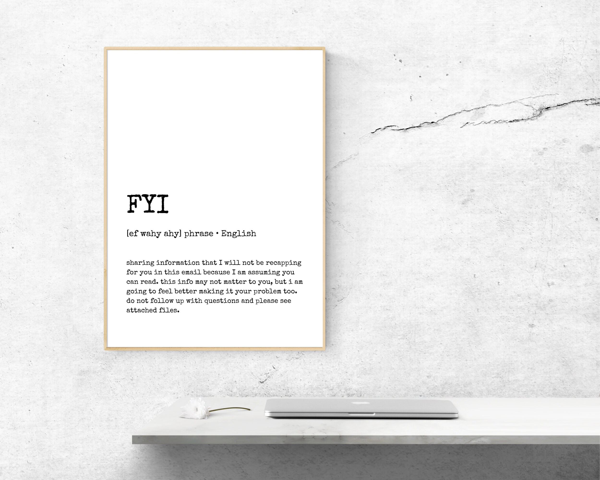FYI Definition Print, Office Wall Art, Home Office Decor, Funny Phrase ...