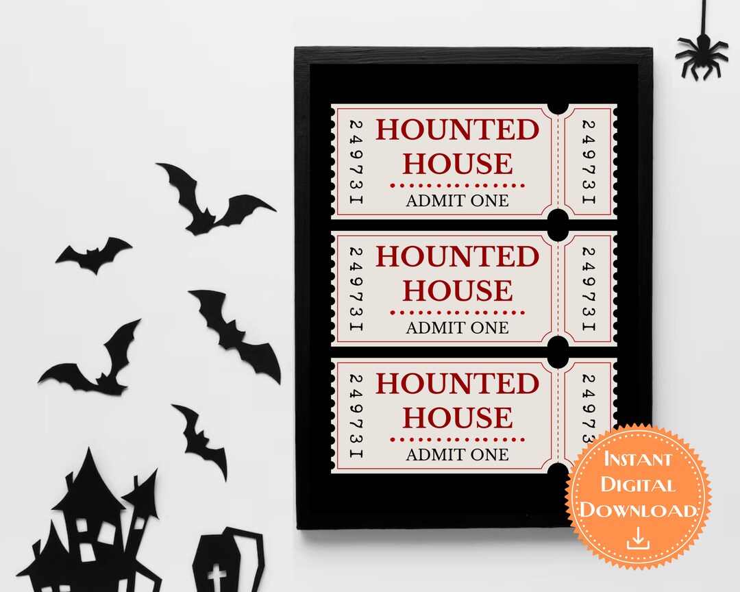 Haunted House Ticket Halloween Poster Spooky Wall Art Etsy UK