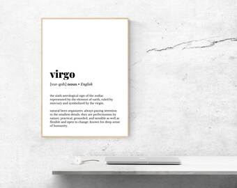 Virgo Definition Printable, Virgo Zodiac Poster Wall Art,  Virgo Decor Printable Wall Art