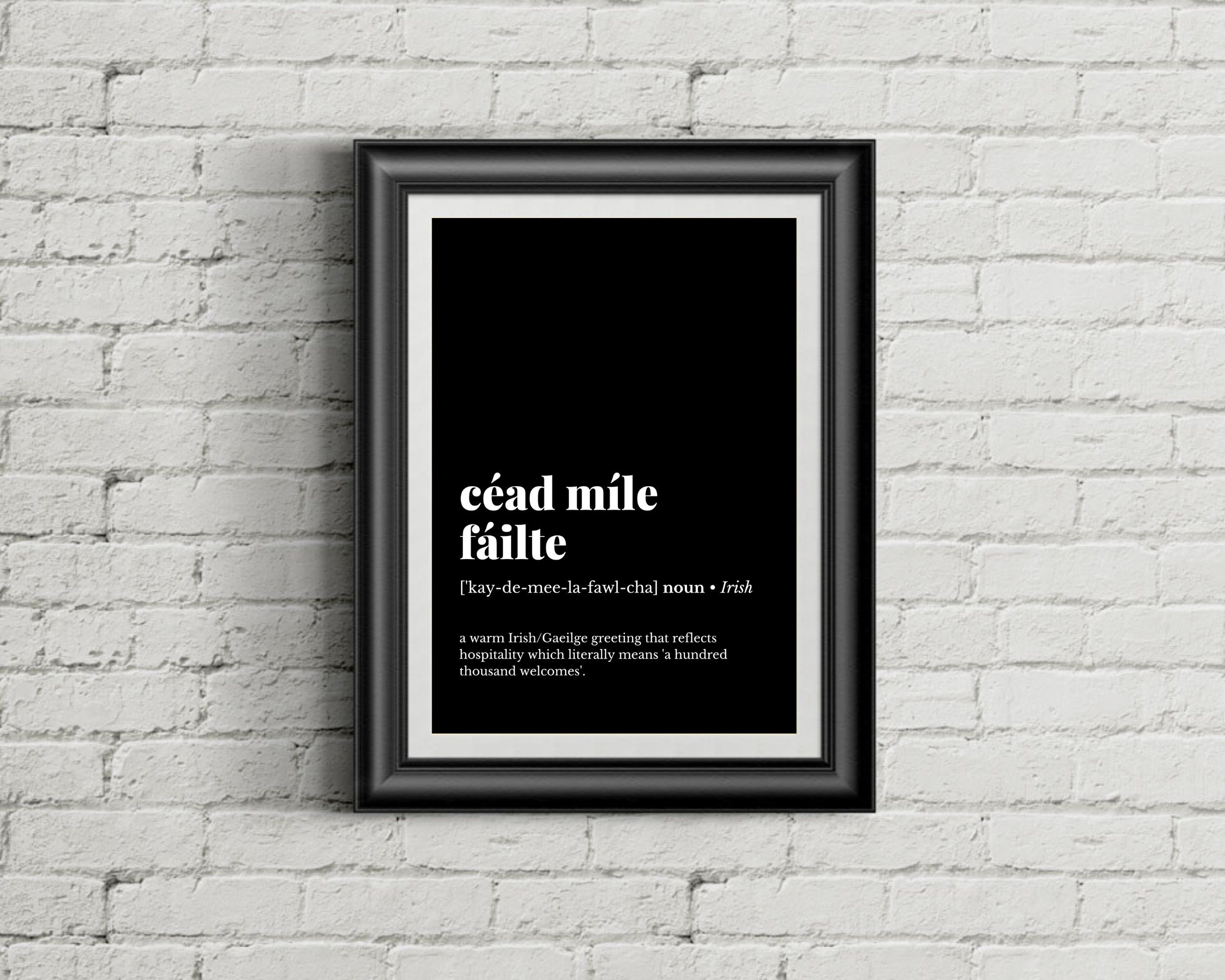 Cead Mile Failte Irish Words Definition Wall Art Irish Wall Art Irish Art Print Irish Printable