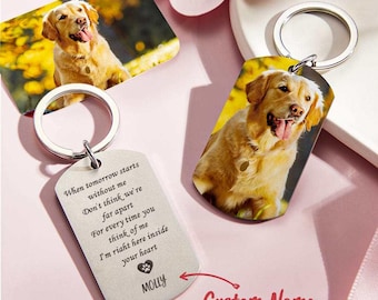 Custom Pet Photo Keychain: Personalized Dog & Cat Memorial Gift
