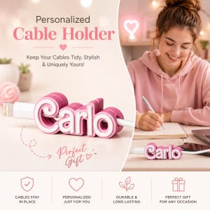 Personalized 3D Printed Name Cable Holder: Tech Desk Organizer