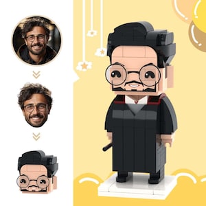 Custom Wizard Brick Figures – Personalized Mini Figures, Custom Head Blocks, Small Particle Toy, Unique Wizard Gift for Fans & Kids