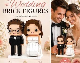 Custom Wedding Brick Figures: Personalized Bride & Groom Keepsake