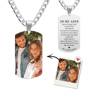 Engraved Photo Dog Tag Necklace: Personalized Stainless Steel Keepsake