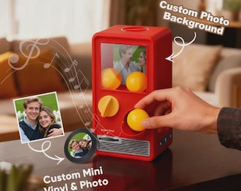 Máquina Gachapon de música personalizada, cápsulas de fotos y canciones, caja de mini vinilos personalizada