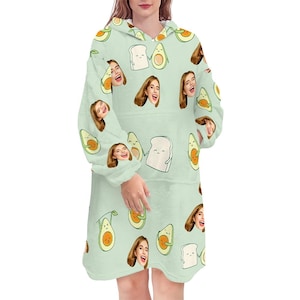 Avocado Oversized Hoodie, Avocado Pattern Sweatshirt