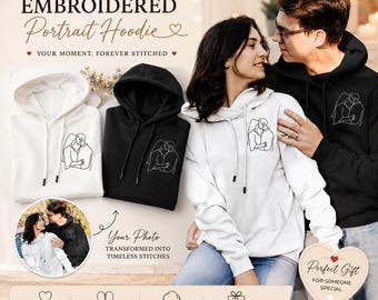 Sudadera con retrato bordado personalizado: sudadera con foto personalizada