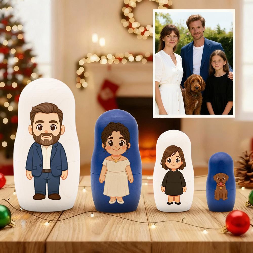 Poupée Russe Personnalisée Avec Photo Et Prénom – Jusqu'à 6 Niveaux – Cadeau Unique Pour Maman, Mamie (Fête Des Mères, Anniversaire)