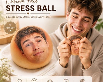 Custom Face Stress Ball, Personalized Squishy Bun Toy, Funny Gift