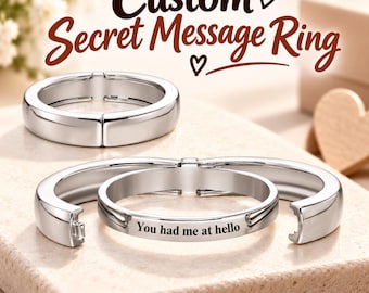 Custom Secret Message Ring, Hidden Text Band, Personalized Openable Jewelry