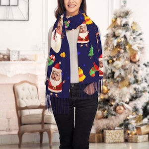 カスタムフェイスクリスマススカーフ、パーソナライズされた冬用スカーフ、ユニセックスホリデーギフト、面白いフェイススカーフ、クリスマス用のカスタムフォトスカーフ、心地よいギフト