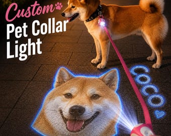 Custom Pet Collar Light, Personalized Photo Projector Tag, Rechargeable Dog LED