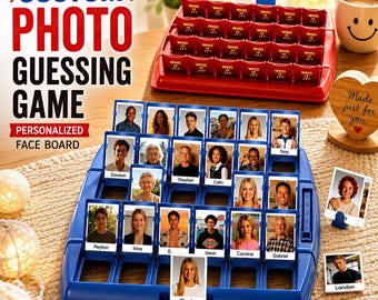 Custom Photo Guessing Game, Personalized Face Board, Family Game Night Set