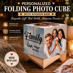 Cubo portafoto personalizzato per la famiglia: un regalo ricordo su misura.