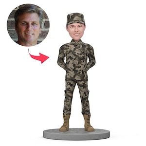 Custom Military Bobblehead, Personalized Army Soldier Figurine, Custom Uniform Bobblehead with Engraved Text, Unique Gift for Soldiers