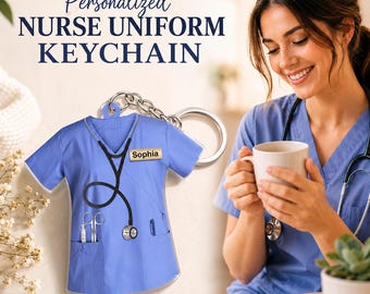Chaveiro personalizado para uniforme de enfermeira, chaveiro personalizado para camisa cirúrgica de acrílico
