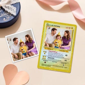 Carta de póker personalizada para cumpleaños, regalo personalizado con foto, carta coleccionable de estilo caricatura para niños, amigos o familiares, divertidos regalos coleccionables.