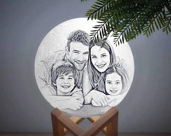 Lámpara lunar personalizada con foto – Luz nocturna lunar grabada en 3D personalizada