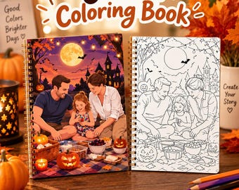 Custom Halloween Photo Coloring Book, Personalized Family Pet Activity (12-24 Pages)