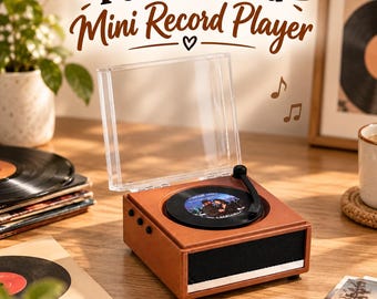 Personalized Mini Record Player, Photo Music Box, Custom Song Vinyl Keepsake
