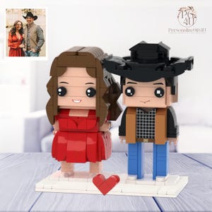 Benutzerdefinierte 2-Personen-Ziegelfiguren mit graviertem Rahmen, personalisiertes Bausteingeschenk 2 Person