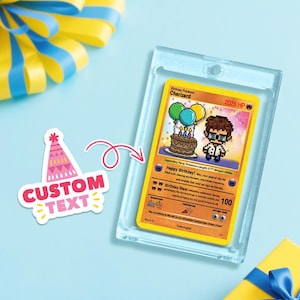 Personalized Pixel Art Birthday Card: Custom Stainless Steel Trading Card