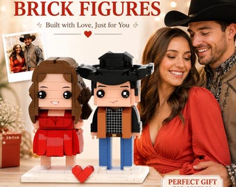 Custom Brick Figures: Personalized Couple Figurine, Unique Collector Toy