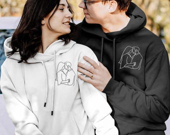 Sudadera con retrato bordado personalizado: sudadera con foto personalizada