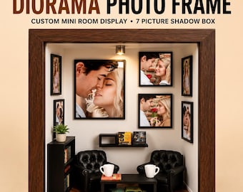 Personalized Diorama Photo Frame, Custom Mini Room Display, 7 Picture Shadow Box