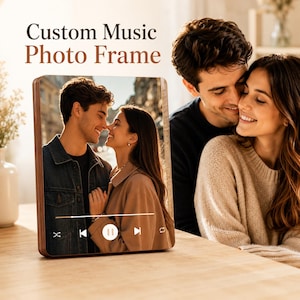 Custom Music Photo Frame, Personalized Wooden Picture, Song Keepsake