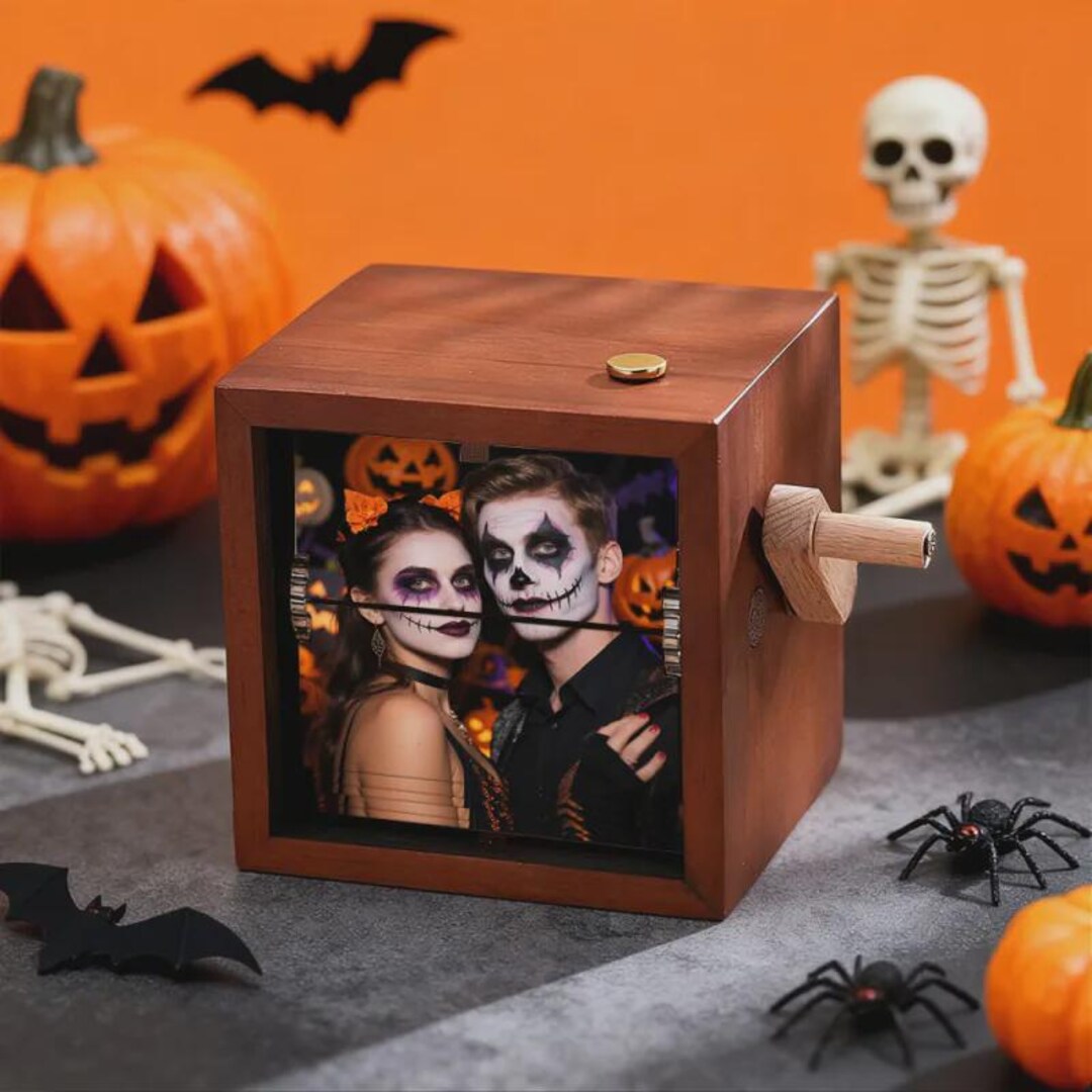 Custom Halloween Photo Flipbook Box With Light, Personalized Hand-crank ...