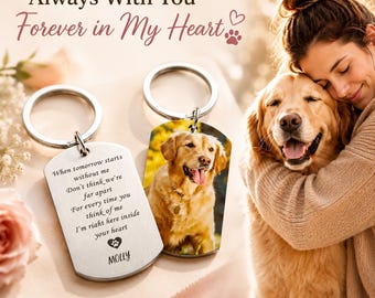 Custom Pet Photo Keychain: Personalized Dog & Cat Memorial Gift