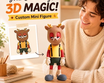 Custom Cartoon Mini Figure: 3D Printed Resin Toy from Your Drawing