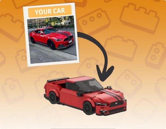 Custom Photo Car Brick Model, Personalized Mini Vehicle Build with License Plate