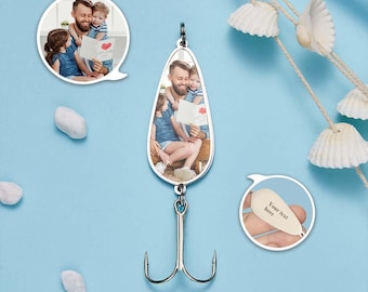 Leurre de pêche personnalisé avec photo gravée : cadeau souvenir personnalisé