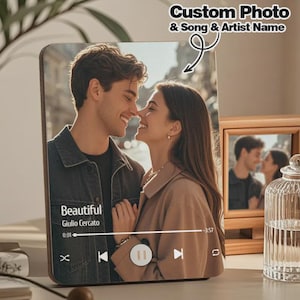 Custom Music Photo Frame, Personalized Wooden Picture, Song Keepsake