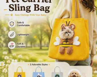 Personalized Pet Carrier Bag, Custom Name Small Dog Cat Sling, Hands Free Shoulder Tote