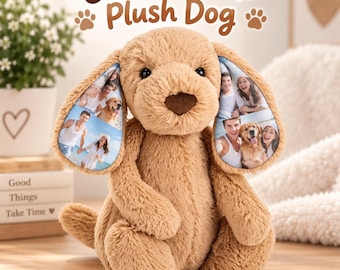 Custom Photo Plush Dog, Picture Ear Puppy, Personalized Stuffed Animal